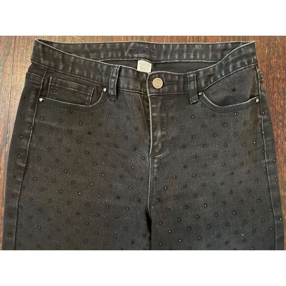 y2k Vintage Cache Black Studded Jeans with Zipper Ankles Size 5 - Picture 9 of 14